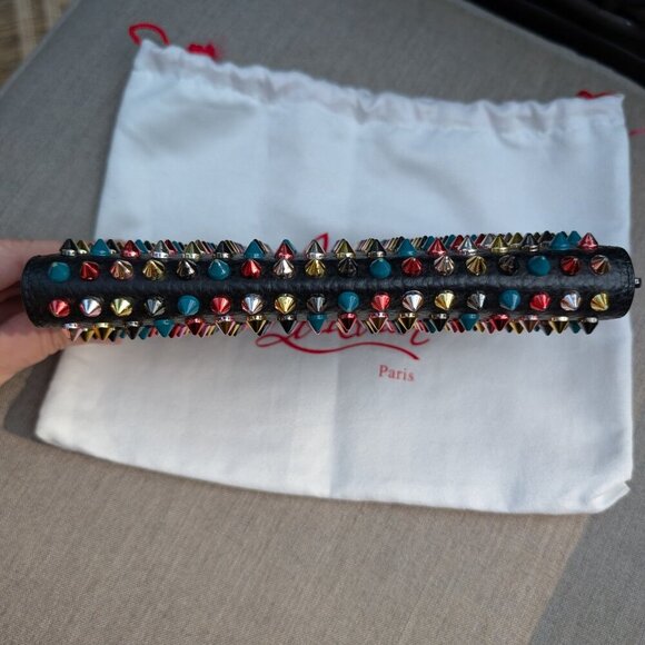 Christian Louboutin Rainbow Rock Stud Spiked Leather Wallet EUC - Picture 11 of 17